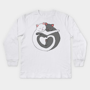 Valentine's Day Cat Heart White Design Kids Long Sleeve T-Shirt